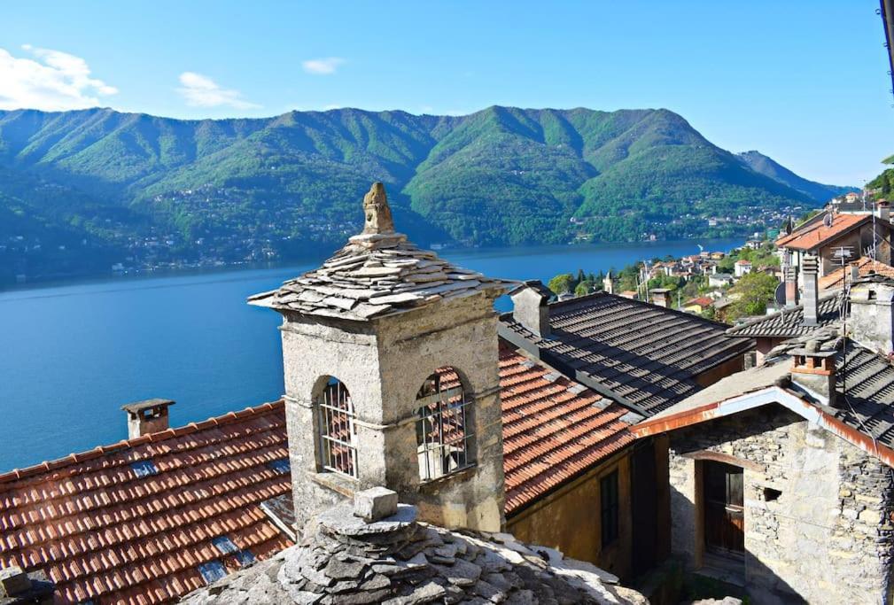 Romantic Home Stone With Amazing View Lake Of Como And Oleandra Laglio Exteriör bild